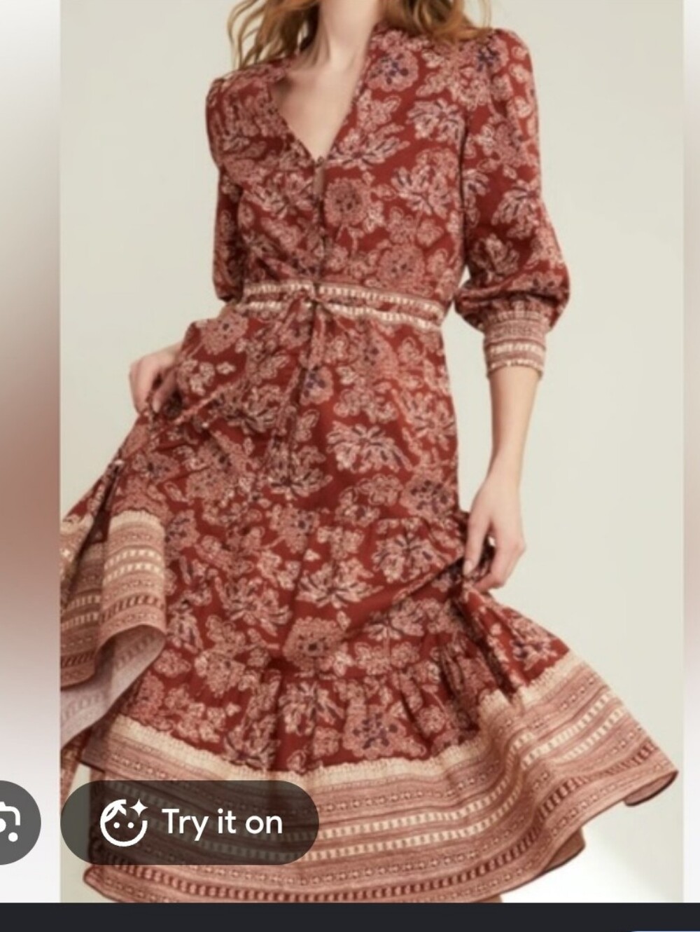 Veronica Beard Midi Rust Dress, Cotton, P2P 17.5"